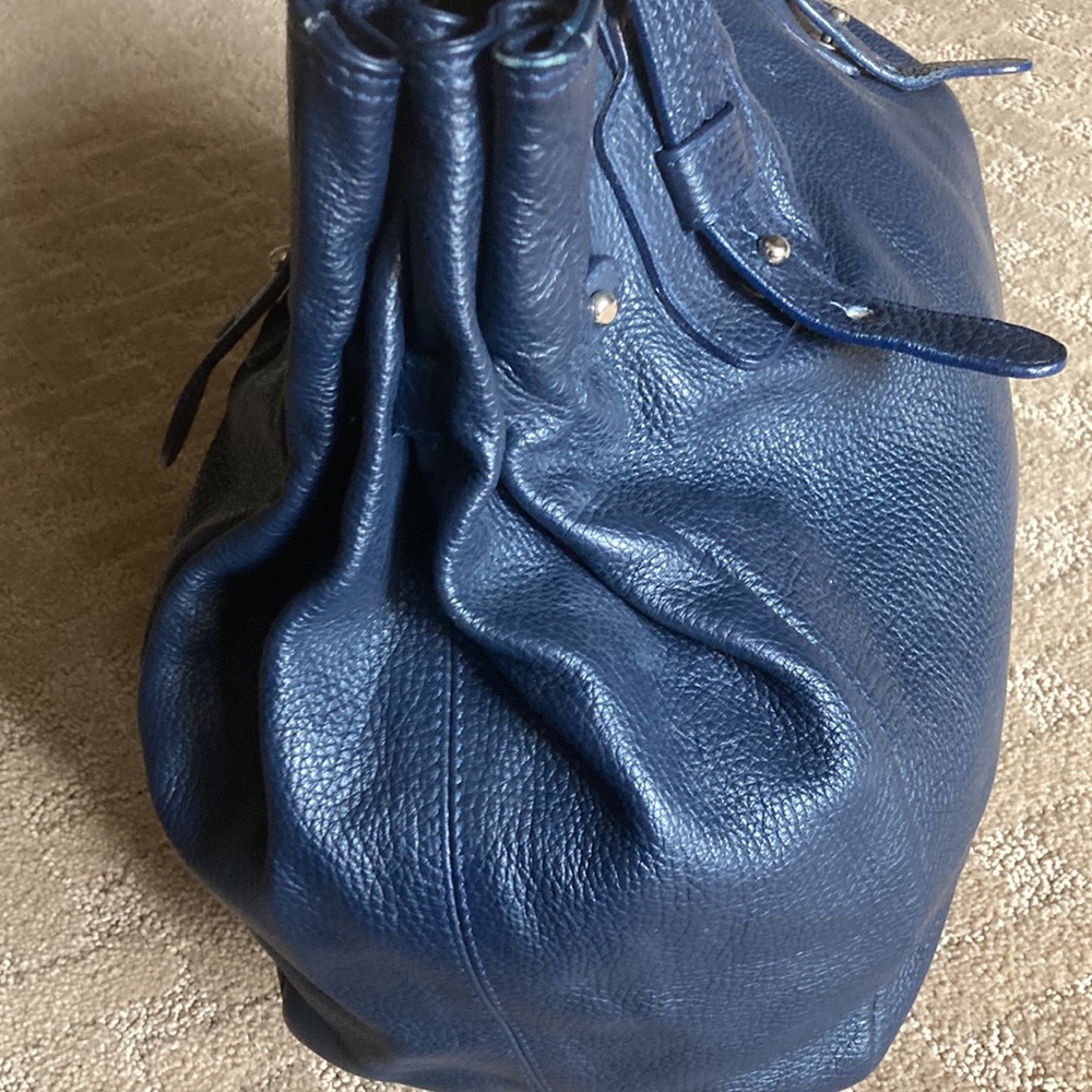 Furla genuine leather shoulder bag handbag purse hobo navy designer luxury - Picture 5 of 17